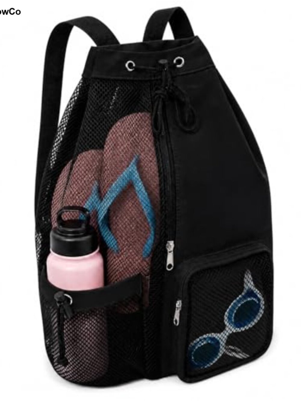 Mesh Beach Backpack Wet Pocket Waterproof Gym Swim Drawstring Duffle